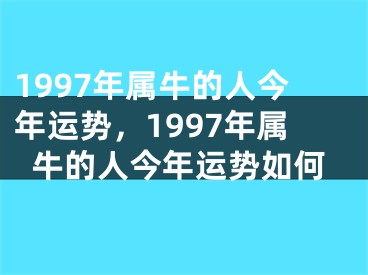 1997年属牛的人今年运势，1997年属牛的人今年运势如何