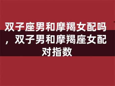 双子座男和摩羯女配吗，双子男和摩羯座女配对指数