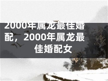 2000年属龙最佳婚配，2000年属龙最佳婚配女