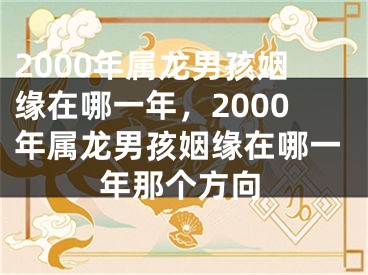2000年属龙男孩姻缘在哪一年，2000年属龙男孩姻缘在哪一年那个方向