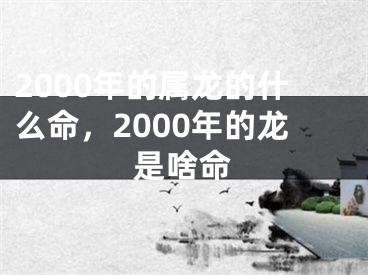 2000年的属龙的什么命，2000年的龙是啥命
