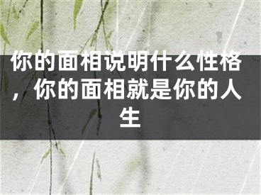 你的面相说明什么性格,你的面相就是你的人生