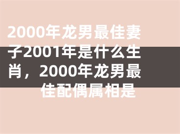 2000年龙男最佳妻子2001年是什么生肖，2000年龙男最佳配偶属相是