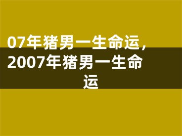 07年猪男一生命运，2007年猪男一生命运