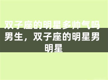 双子座的明星多帅气吗男生，双子座的明星男明星