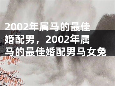 2002年属马的最佳婚配男,2002年属马的最佳婚配男马女兔