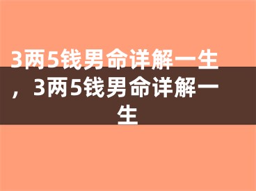 3两5钱男命详解一生，3两5钱男命详解一生