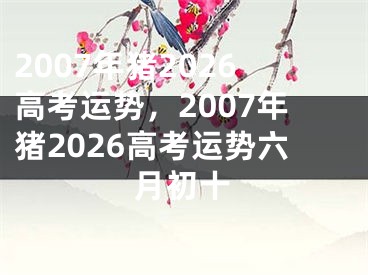 2007年猪2026高考运势，2007年猪2026高考运势六月初十