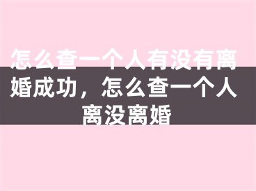 怎么查一个人有没有离婚成功，怎么查一个人离没离婚