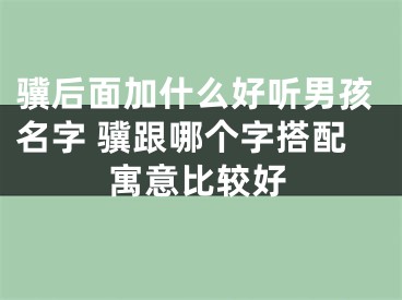 骥后面加什么好听男孩名字 骥跟哪个字搭配寓意比较好
