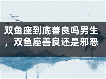 双鱼座到底善良吗男生，双鱼座善良还是邪恶