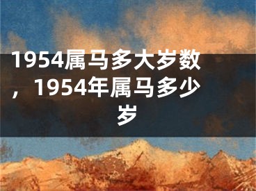 1954属马多大岁数,1954年属马多少岁