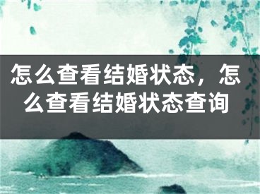 怎么查看结婚状态，怎么查看结婚状态查询
