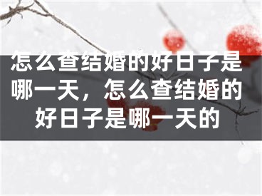 怎么查结婚的好日子是哪一天，怎么查结婚的好日子是哪一天的