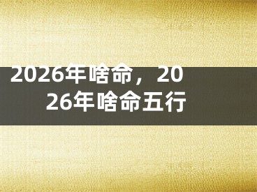 2026年啥命，2026年啥命五行