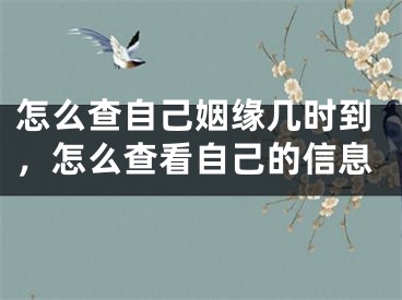 怎么查自己姻缘几时到，怎么查看自己的信息