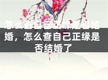 怎么查自己正缘是否结婚,怎么查自己正缘是否结婚了