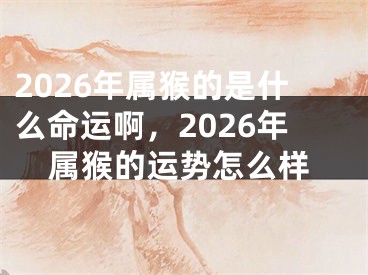 2026年属猴的是什么命运啊，2026年属猴的运势怎么样