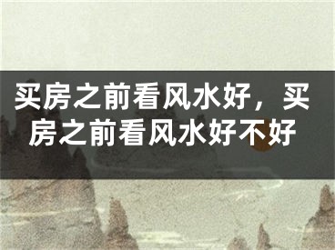 买房之前看风水好，买房之前看风水好不好