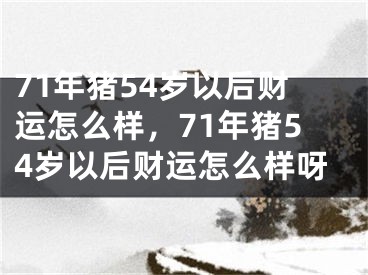 71年猪54岁以后财运怎么样,71年猪54岁以后财运怎么样呀