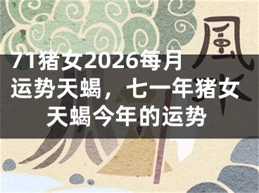 71猪女2026每月运势天蝎,七一年猪女天蝎今年的运势