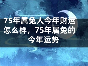 75年属兔人今年财运怎么样,75年属兔的今年运势