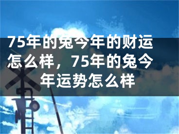 75年的兔今年的财运怎么样，75年的兔今年运势怎么样