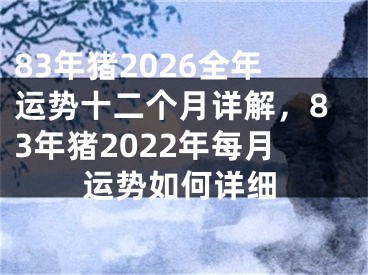 83年猪2026全年运势十二个月详解,83年猪2022年每月运势如何详细