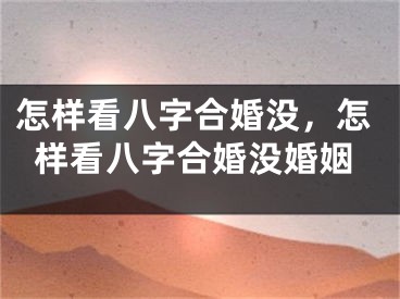 怎样看八字合婚没，怎样看八字合婚没婚姻