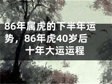 86年属虎的下半年运势，86年虎40岁后十年大运运程