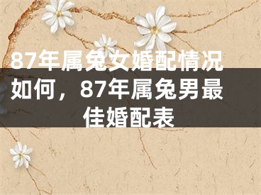 87年属兔女婚配情况如何，87年属兔男最佳婚配表