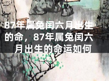 87年属兔闰六月出生的命，87年属兔闰六月出生的命运如何