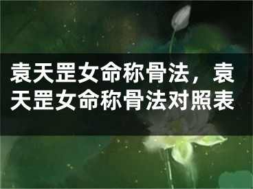 袁天罡女命称骨法，袁天罡女命称骨法对照表