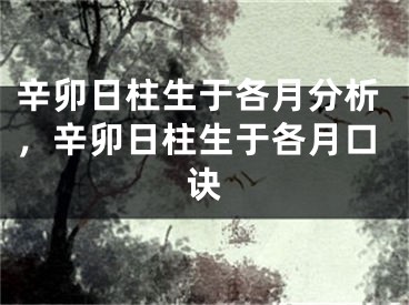 辛卯日柱生于各月分析，辛卯日柱生于各月口诀