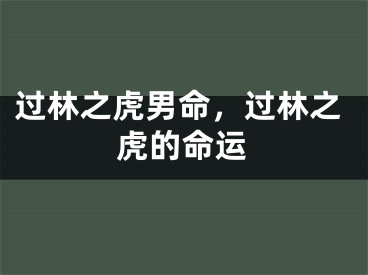 过林之虎男命，过林之虎的命运