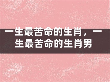 一生最苦命的生肖,一生最苦命的生肖男
