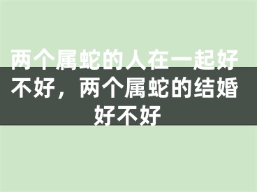 两个属蛇的人在一起好不好，两个属蛇的结婚好不好