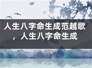 人生八字命生成范越歌，人生八字命生成
