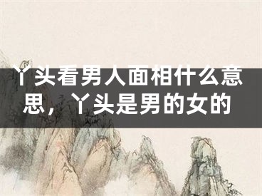 丫头看男人面相什么意思，丫头是男的女的