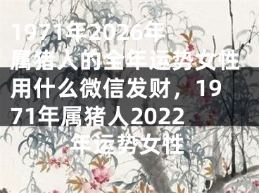 1971年2026年属猪人的全年运势女性用什么微信发财，1971年属猪人2022年运势女性