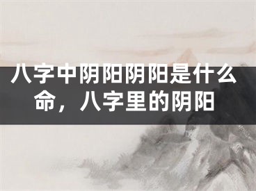 八字中阴阳阴阳是什么命，八字里的阴阳
