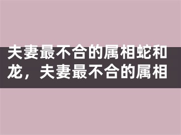 夫妻最不合的属相蛇和龙,夫妻最不合的属相