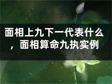 面相上九下一代表什么,面相算命九执实例