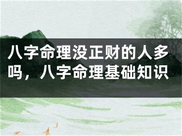 八字命理没正财的人多吗，八字命理基础知识