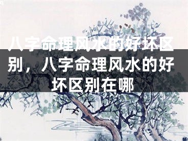 八字命理风水的好坏区别,八字命理风水的好坏区别在哪