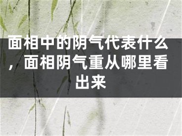 面相中的阴气代表什么,面相阴气重从哪里看出来