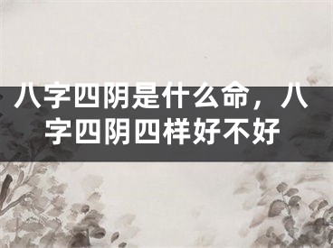 八字四阴是什么命,八字四阴四样好不好