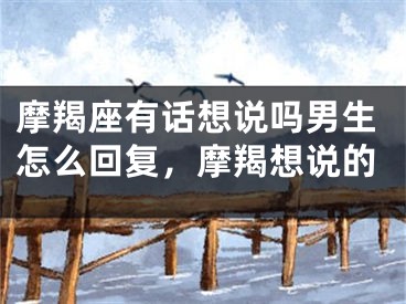 摩羯座有话想说吗男生怎么回复，摩羯想说的