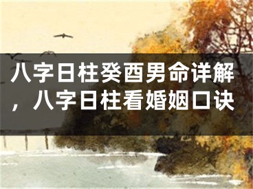 八字日柱癸酉男命详解，八字日柱看婚姻口诀