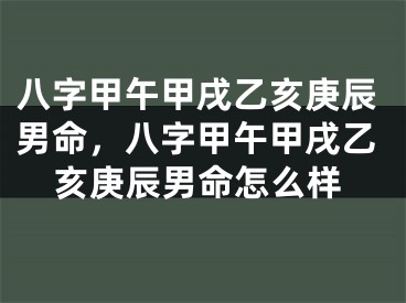 八字甲午甲戌乙亥庚辰男命，八字甲午甲戌乙亥庚辰男命怎么样